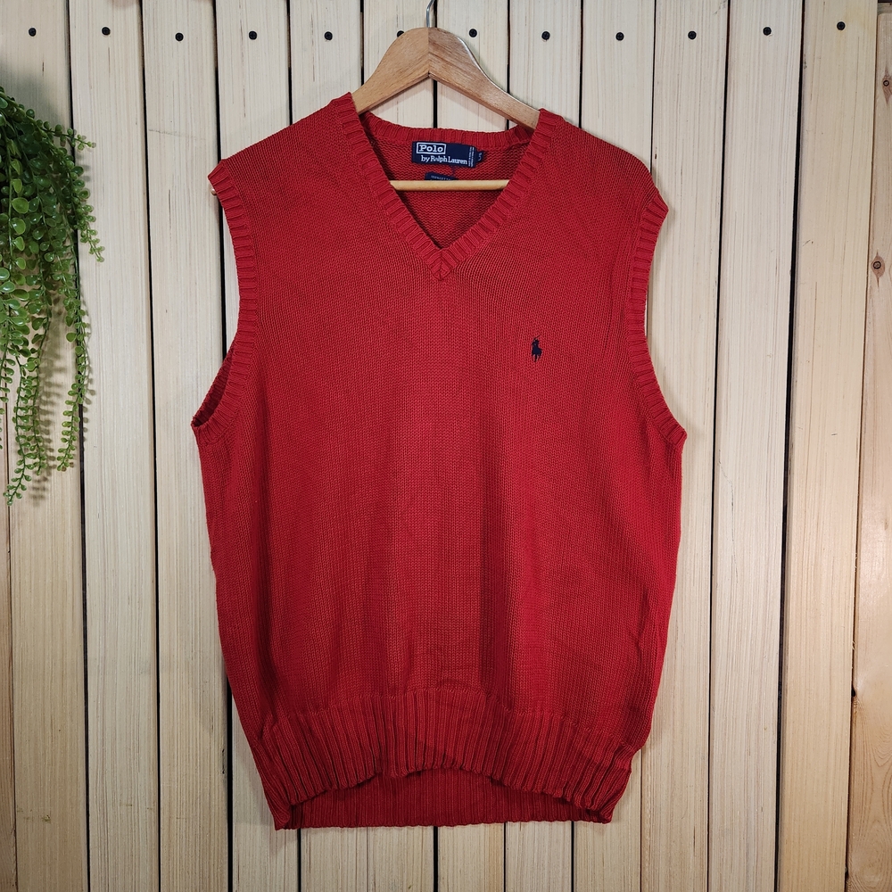 Polo Ralph Lauren Vets V-Neck Red Sweater Vest Vintage